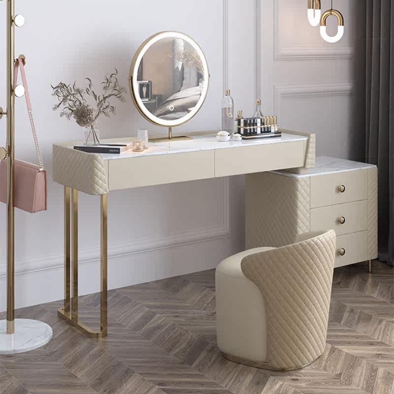 Dressing table light luxury slate storage cabinet one net red ins style modern minimalist bedroom leather art high-end dressing table