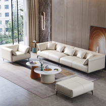 Real Leather Sofa-style minimalist minimalist modern Nordic small family living room imported Napa headlayer Bull Leather Sofa composition