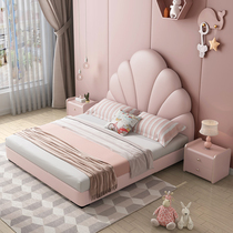 Child Bed Genuine Leather Girl Subbed Full Solid Wood Princess Teen Girl Bed Modern Minima Elementary School Student Single Bed