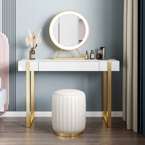 Light and luxurious dresser with lamp makeup mirror upscale rock board baking lacquered small family modern net red bedroom storage desk