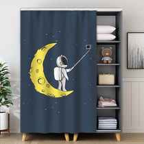 Wardrobe shielded curtain slide rail style cloth curtain small cabinet door curtain free of punch dust-proof pull-curtain bookcase Ugly Curtain decoration