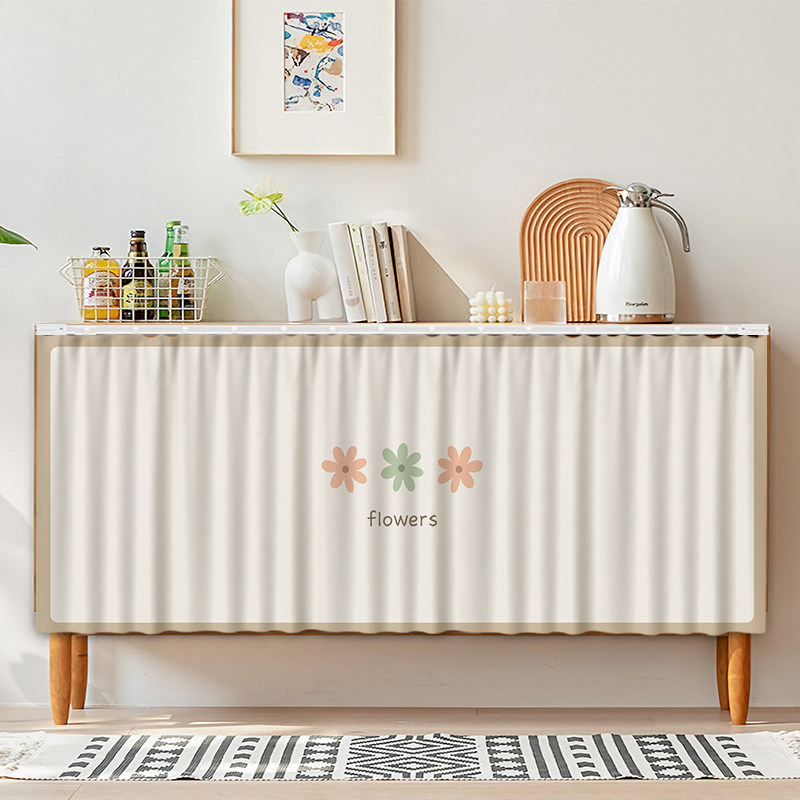 Cabinet curtains cover clutter Cabinet dustproof door curtain kitchen no punching ugly curtain bookcase track type curtain