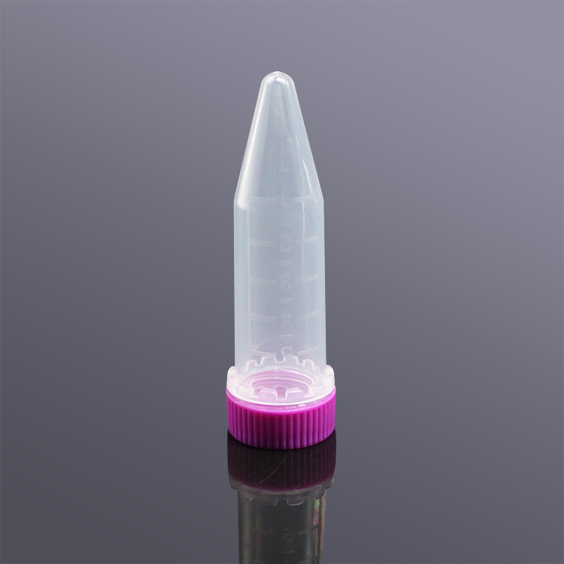Biosharp BS-50-PS-S 5ml尖底离心管，紫色/黄色螺旋盖 灭菌 透明