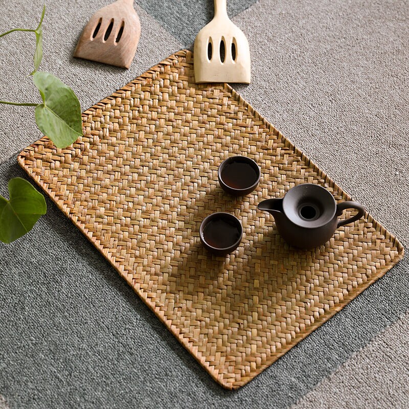 Woven table mat waterproof and oil-proof heat insulation western food mat coaster bowl mat light luxury straw woven table mat tea seat household