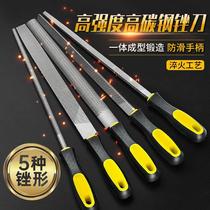 Cross-border multi-style high carbon steel filing knife flat triangular semi-circle square filing knife woodworking polishing suit tool