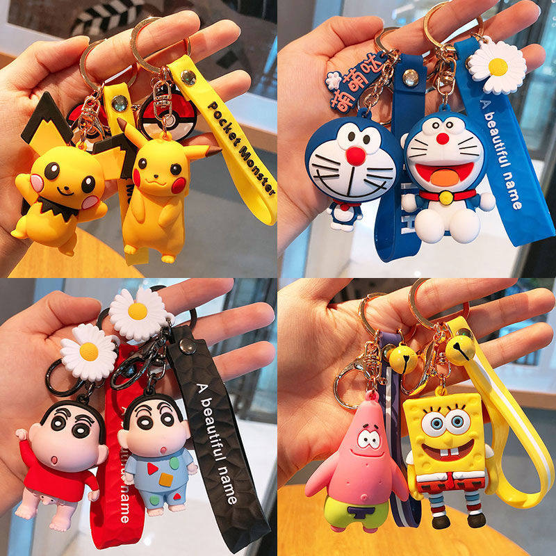 Cartoon Doraemon A dream key button lock spoon button net red female cute creative gift personality doll car key pendant