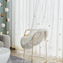 Sand curtains superior sense 2021 new balcony floating lace white gauze curtain yarn luxury high end thin yarn