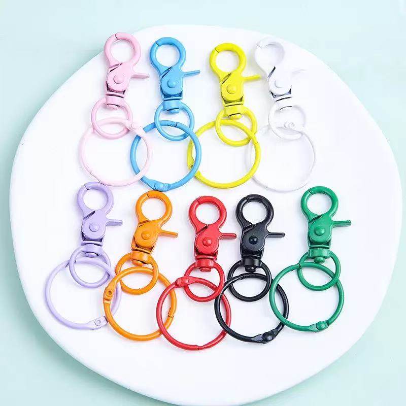 Pindu DIY Keychain Metal Accessories Wire Ring Door Buckle Silicone Leather Cord Pendant Snap Ring Small Bell Spring Buckle