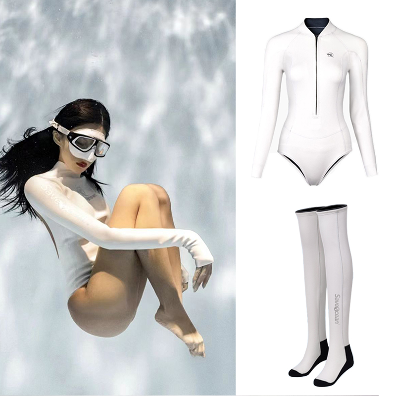 BestDive SaveOcean Free Wetsuit Woman 2MM white ultra-slingshot dorsal bikini wetsuit