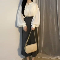 Белая сексуальная рубашка, шифоновая свежая кукла, лонгслив, французский стиль, 2023, осенняя