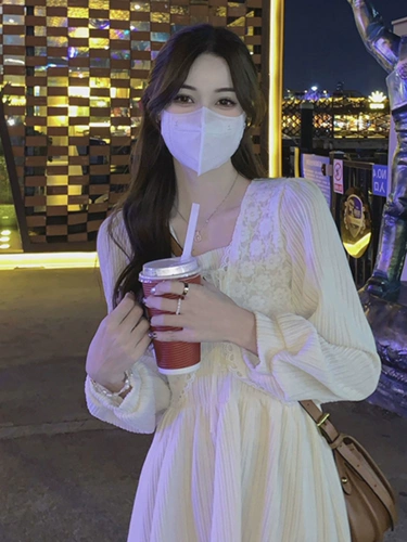 Лонгслив, платье, осенняя длинная юбка, подходит для подростков, французский стиль, премиум класс