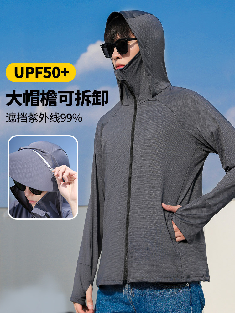 Japan Summer Ice Silk Sunscreen Men 2022 New anti-UV thin section breathable sunscreen for outdoor fishing