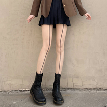 Japanese Hot Girl Skin Color Shrimp Line Silk Socks Spring Summer Thin vertical stripes overdraft visibly thin jk beat bottom even pants Sox children