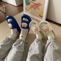 Japanese couple home cute chai dog slippers female summer cartoon trampled with anti-slip thick bottom bath cool slippers male