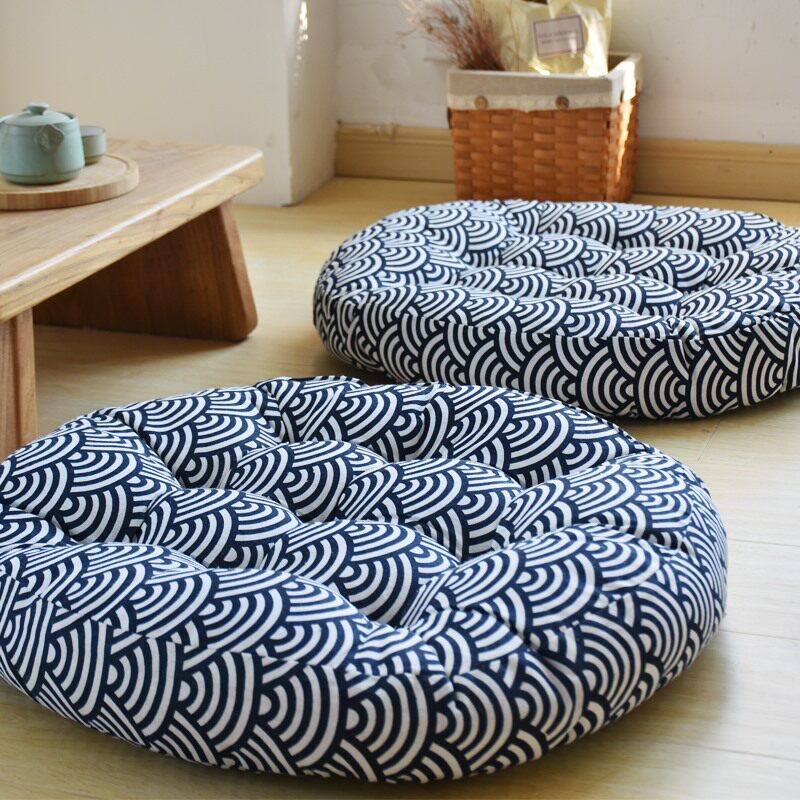 Japanese cotton and linen Japanese futon beautiful hip cushion thickened fabric round bay window tatami window sill floor meditation cushion