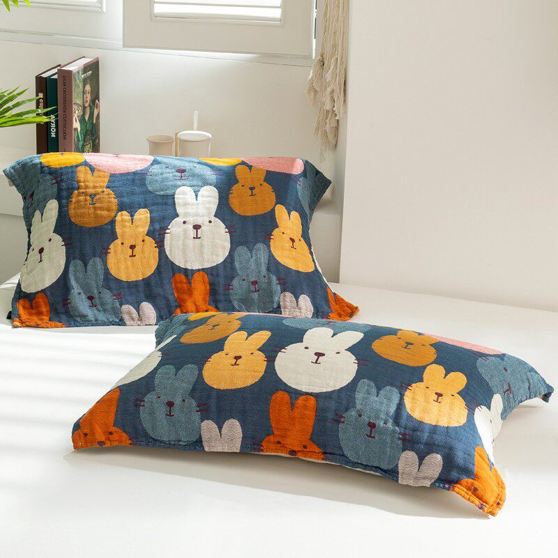 Japanese pure cotton 4-layer gauze pillow towel cloth art pillow towel adult lovers comfortable and breathable sweat Japanese style a pair of clothes