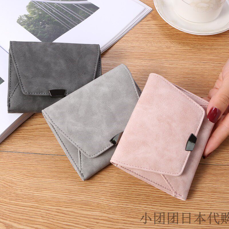Japan 2021 new leather clip ladies fashion ins short and small wallet slim pocket mini-purse soft leather