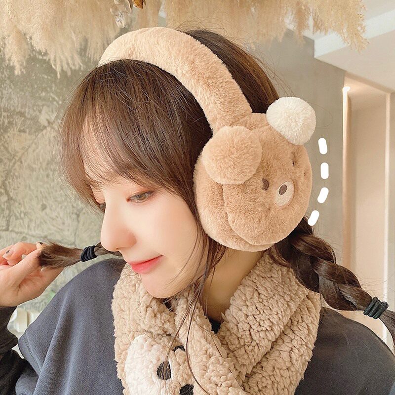 Japan winter ins tide warm plush bear earmuff windproof ear protection girl heart cute student ear cover ear bag