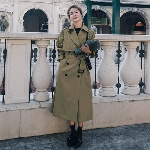 Осенний плащ, длинная демисезонная куртка, пальто, 2024 года, в корейском стиле, подходит для подростков, средней длины, премиум класс