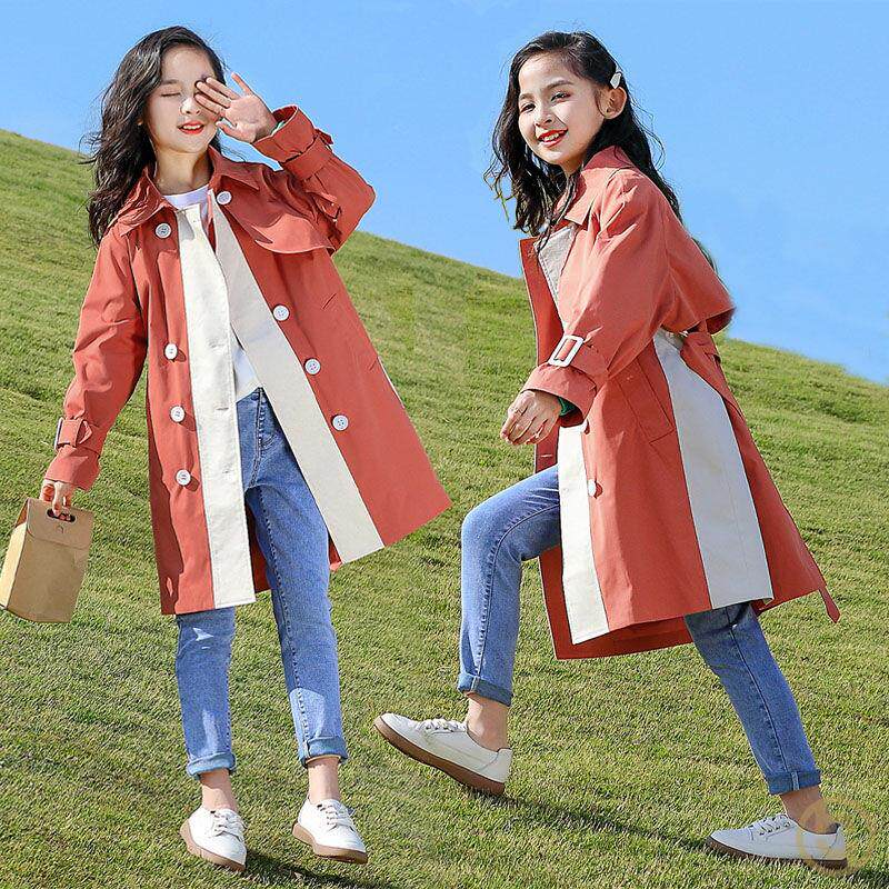 Baraba's official flagship girls' spring windbreaker jacket mid-length 2022 new children's girls fashion medium and large