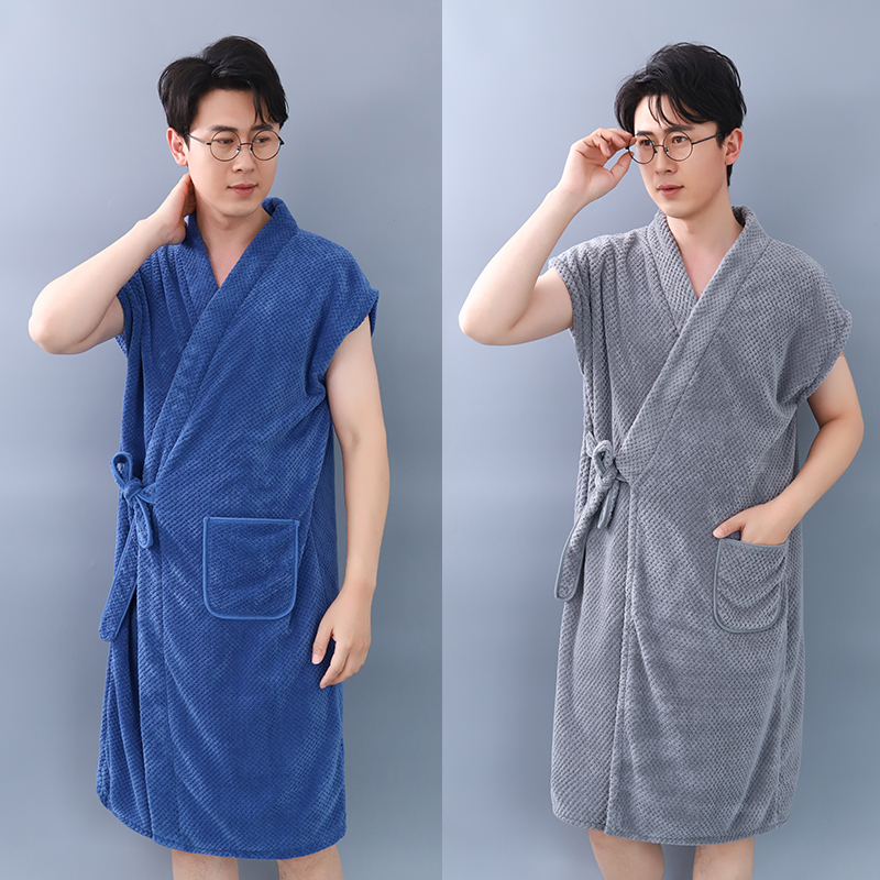 Bath Towel Can Be Worn All over the Body, Men's 2025 Summer New Style Bathrobe, Absorbent, Quick-Drying, High-End Household Use, Non-Shedding