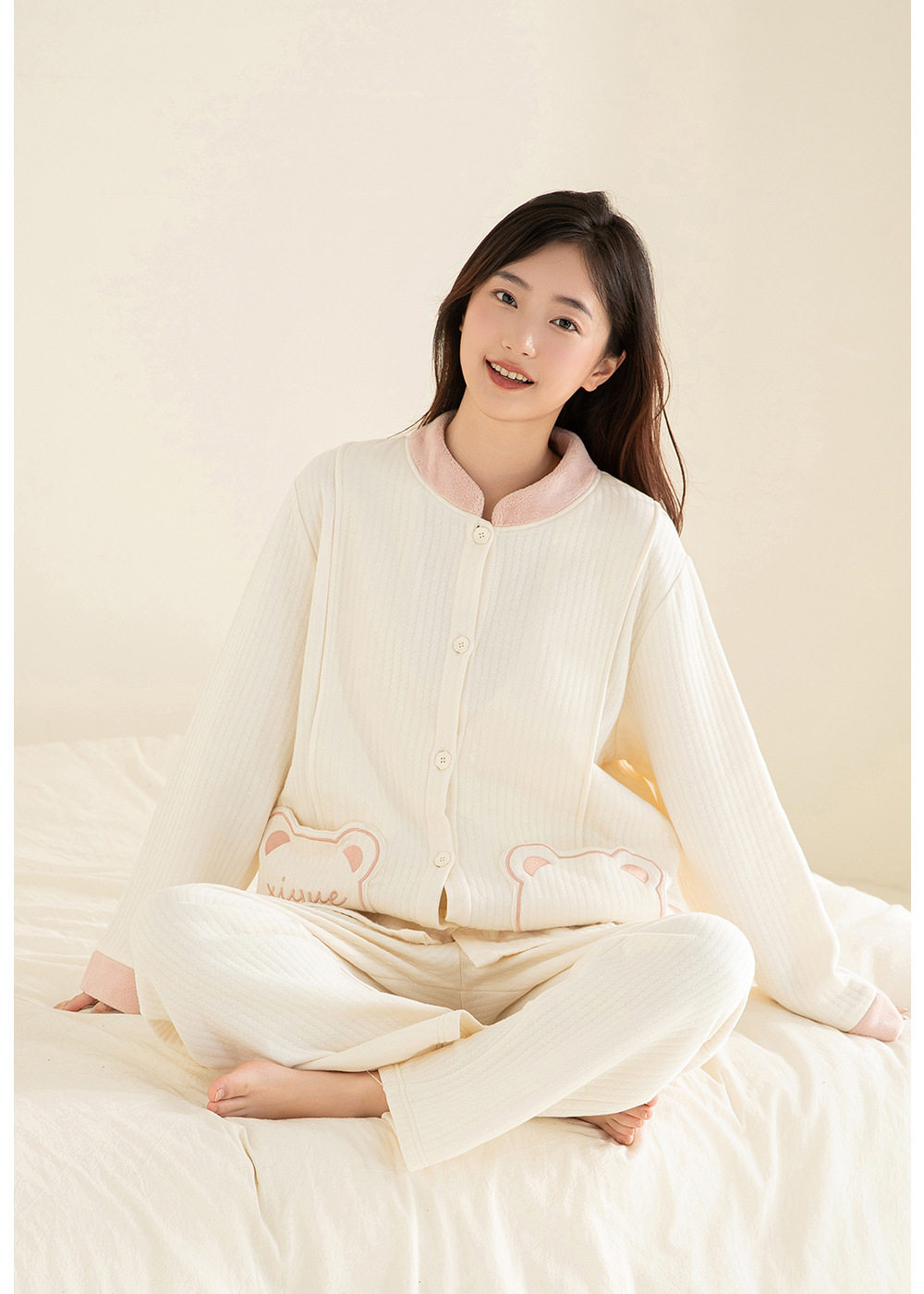 全棉纯棉秋冬10A抗菌月子服A类纯棉空气棉夹层孕妇哺乳睡衣家居服 — 16
