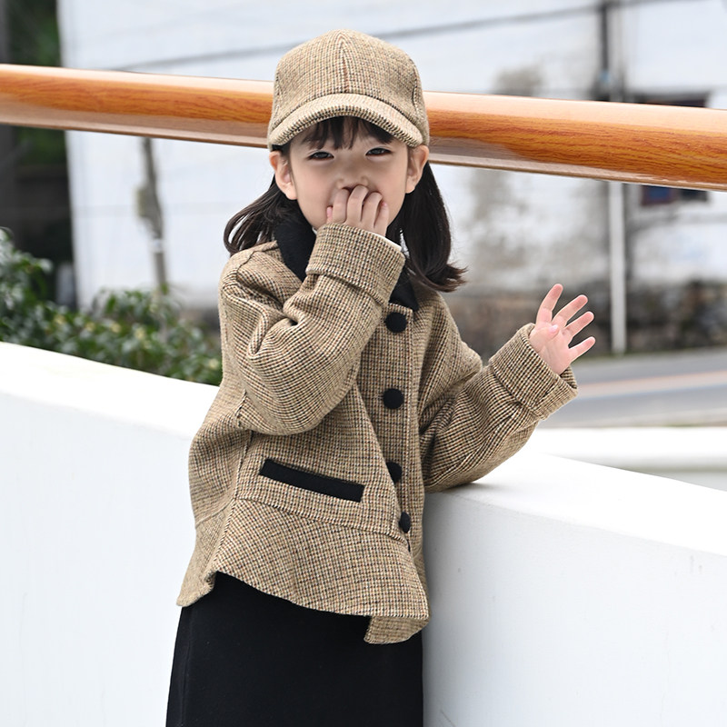 Children's clothing small fragrance autumn winter coat children fashionable girl short hair girl wool coat tide