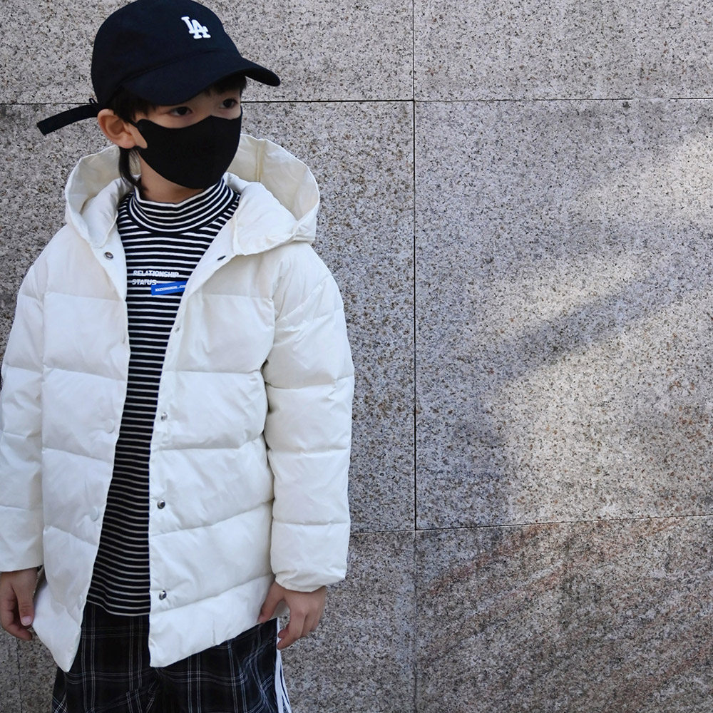Children's thin down jacket boys and girls 2021 new Han edition with hat down jacket in the big baby tide