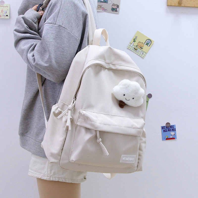 Double Shoulder Bag Female College Student Brief Pure Color Scapegoat Day School Bag Female Han Edition Ulzzang Middle School Junior