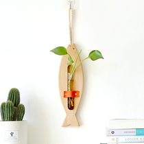 Nordic Modern Wall Decoration Vase Creative Wall Hanging Restaurant Annual Solid Wooden Vase