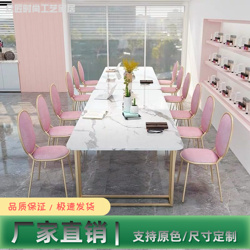 Custom Light Lavish Marble Desk Brief Beauty Salon Reception Work Desk Office Meeting Talks Long Table