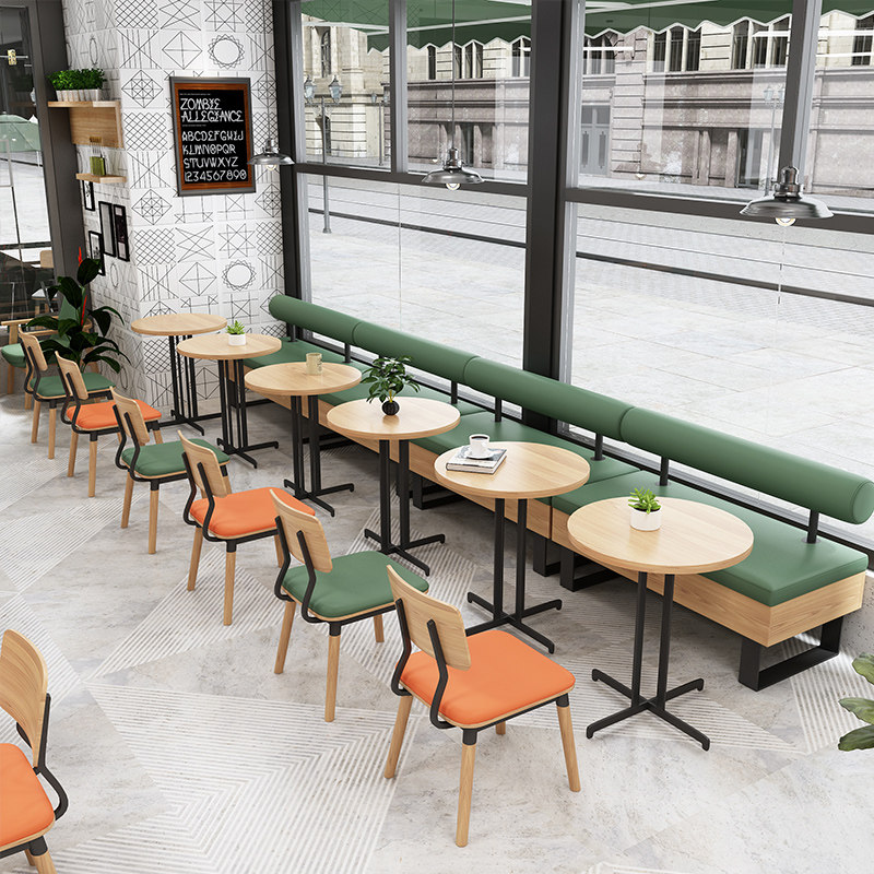 Internet celebrity milk tea shop dessert shop tables and chairs modern minimalist wind cafe leisure double sofa wall card seat combination