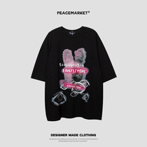 PEACEMARKET original personality male and female dark black subi wind blouse loose oversize short sleeve T-shirt tide