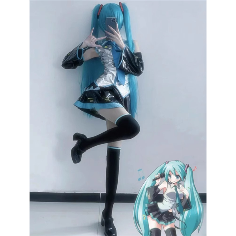 Косплей-костюм MIKU Formula Suit, лаковая юбка в стиле JK, наушники (парик опция)