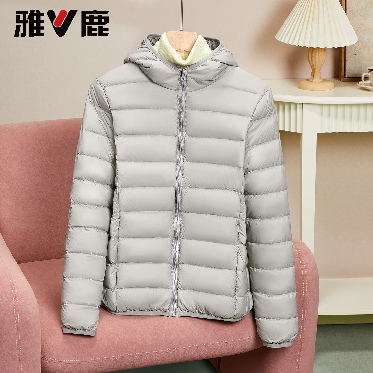 Winter down jacket, short light and thin hoody, liner with down