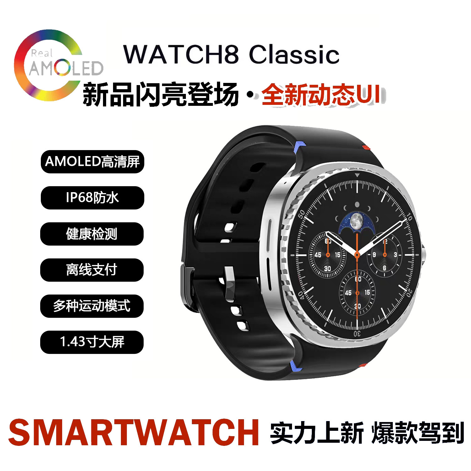 Новые умные часы Huaqiangbei Watch8Classic с Bluetooth для мужчин и женщин, подходящие для Samsung