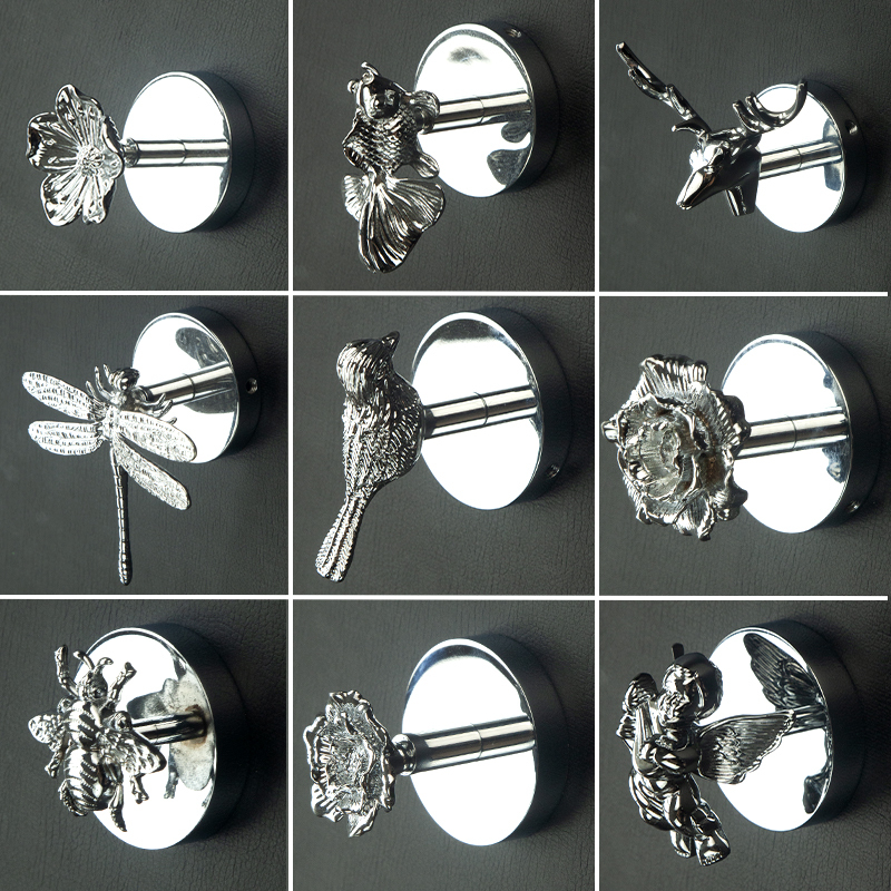 Aosai Entrance Hall Cloakroom Clothes Silver Vintage Hook Wall-Mounted Clothes Rack Women's Clothing Store Special Clothes Rack