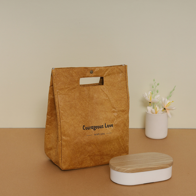 LucaAlberto ランチボックスバッグ ポータブルランチバッグ ランチと一緒に仕事に アメリカンレトロ デュポン紙 防水断熱バッグ