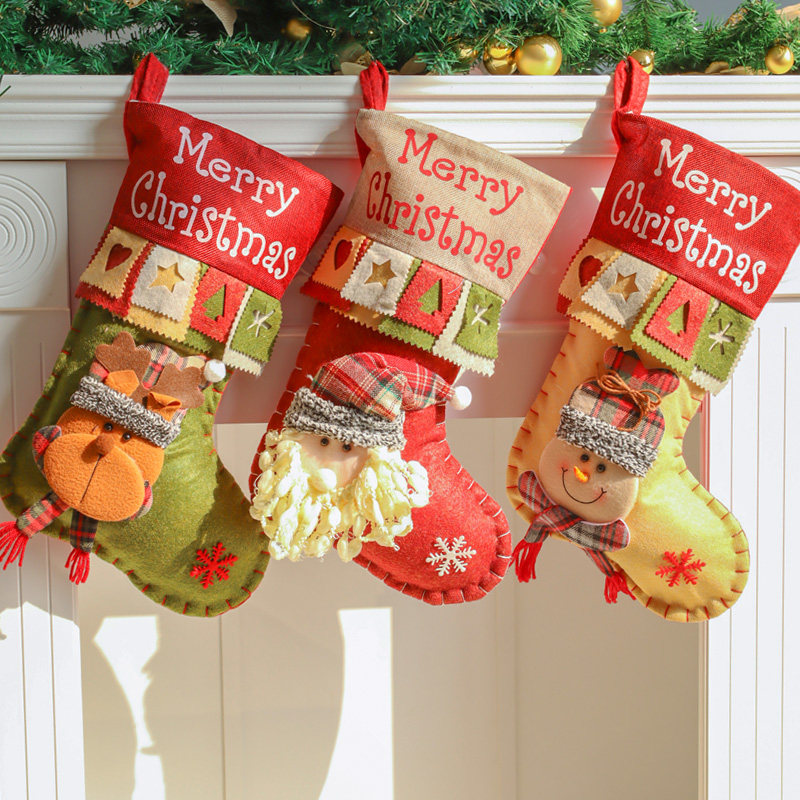 Christmas gift Christmas Sox Christmas Eve Children's gift bag Christmas tree hanging decoration Elk Socks Candy Bag Props-Taobao