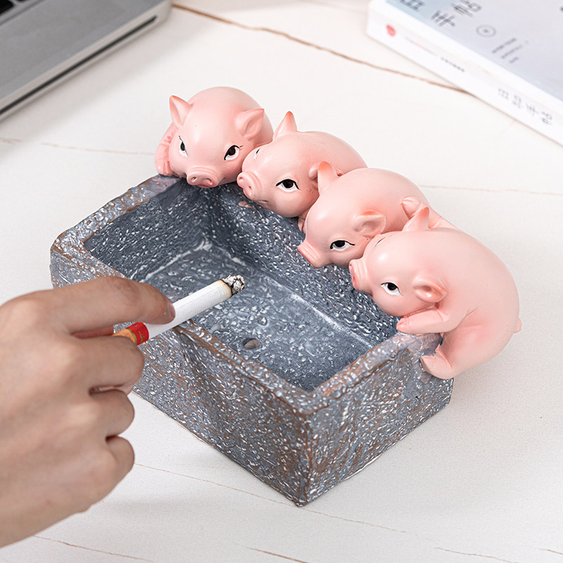 Cigarette Ash Trays Creativity Personality Trend Home Living Room 2021 Office Smoke Cylinder Anti Fly Ash Cute Little Pig Pendulum