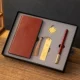 Набор из четырех частей Gengdu [Ketan Pen + кожаная ноутбука + закладка + Book Buckle] Подарочная коробка бесплатно пользовательская гравировка