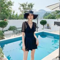 New swimsuit woman covered with slim sexy one-piece swimsuit conservative big code beach swimsuit spa swimsuit