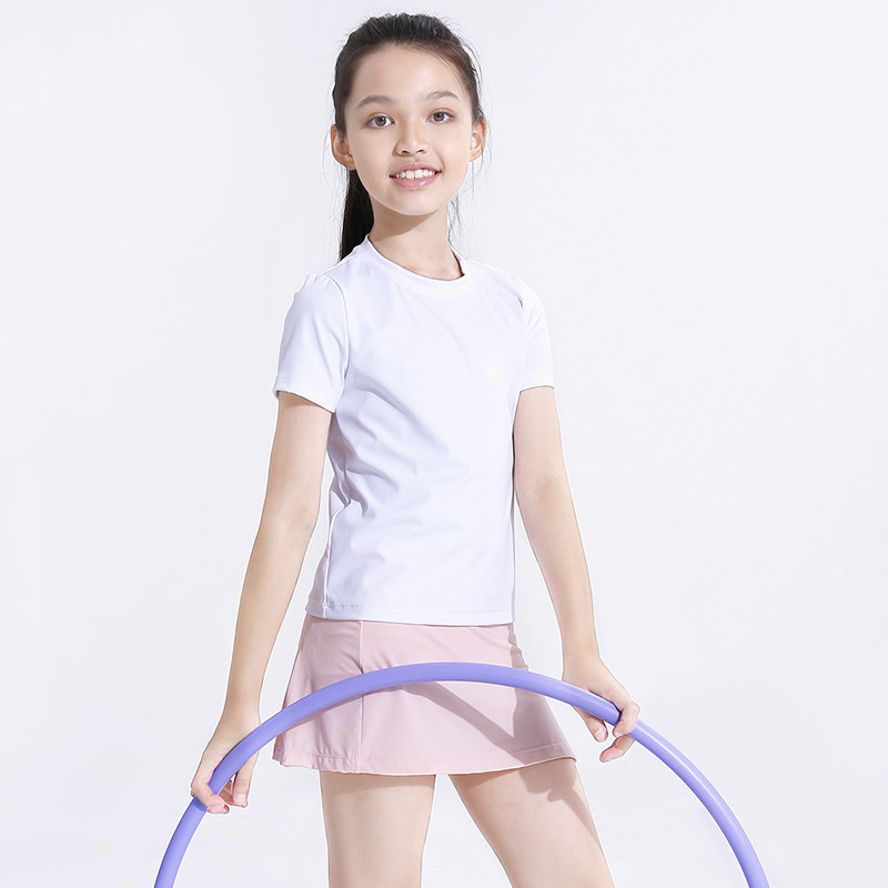 Girl T-shirt Child white short sleeve T-shirt Quick Dry T-shirt Sport Blouse Summer Thin with your own cool feeling round collar