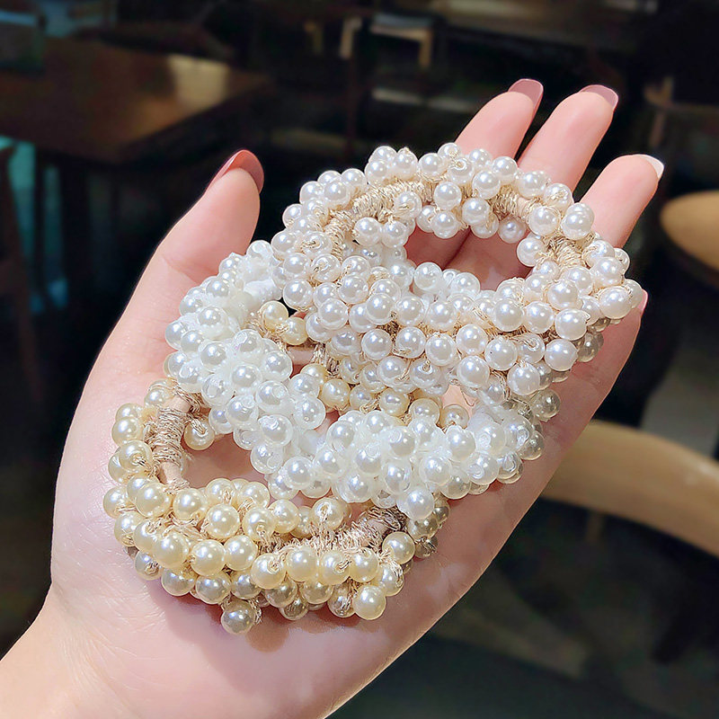 Temperament Head Rope South Korea Superior Sensation Pearl Hair Ring Zal Hair Rubber Fascia Brief 100 hitch Personality Horsetail Headwear 