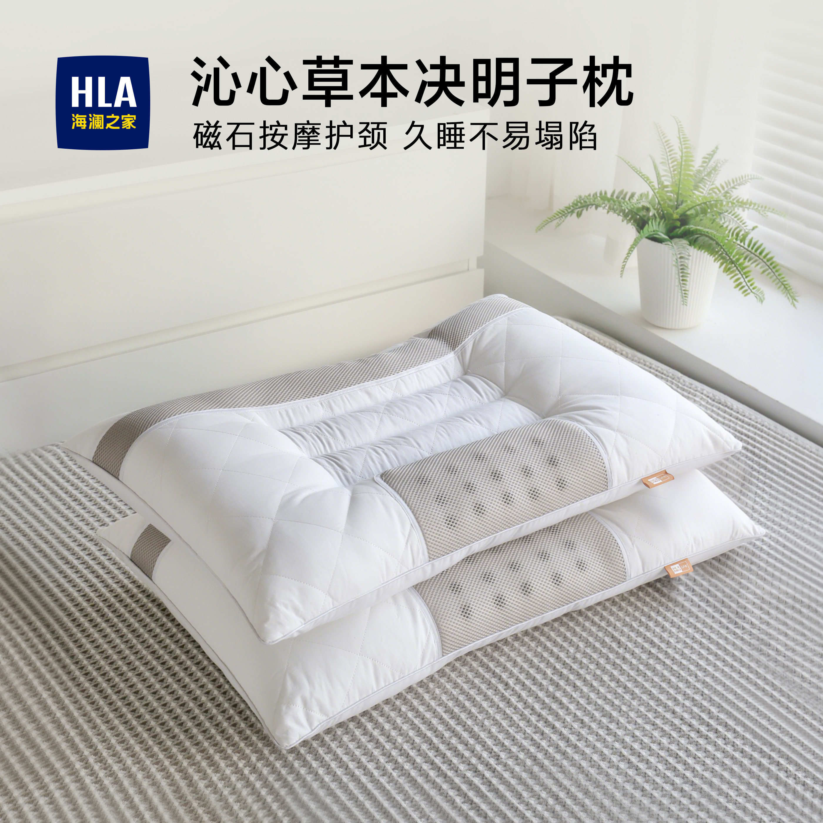 海澜之家枕头护颈椎枕助睡眠专用枕芯荞麦壳决明子男成人家用一对