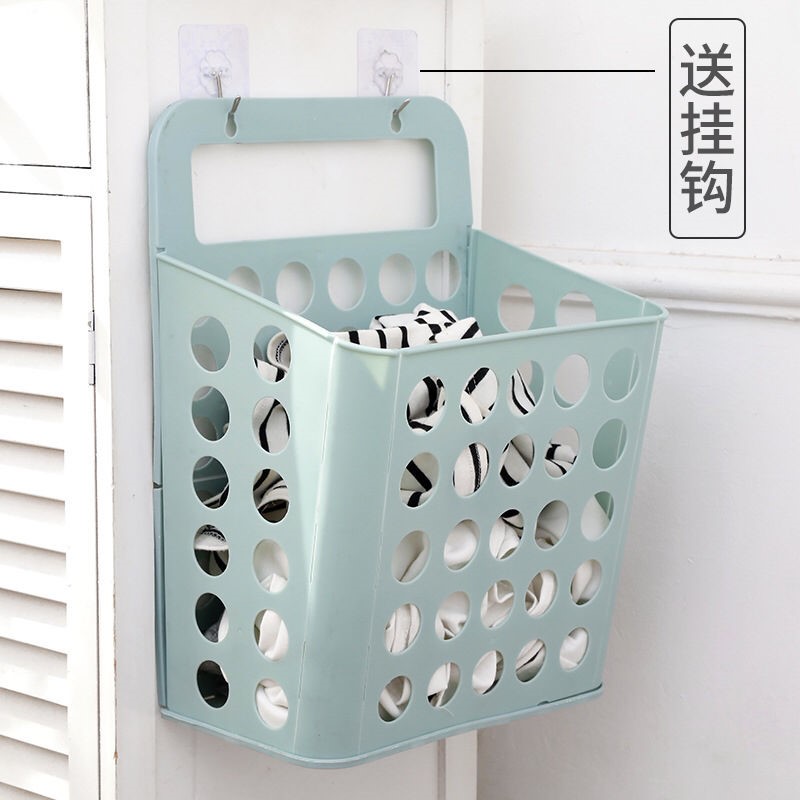Large Number Dirty Laundry Basket Plastic Wall-mounted Dirty Clothes Basket Dirty Laundry Toy Containing Basket Home Free Punching Laundry Bath Basket