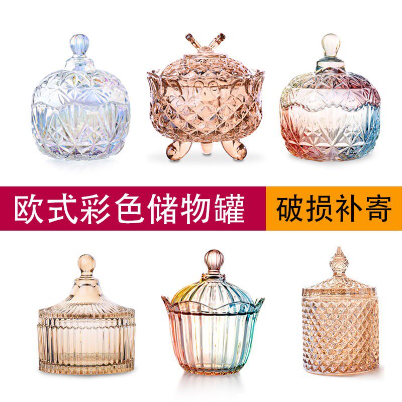 Color Plated Glass Butterfly with crystal Candy Jar Gift wedding Heing-style First decoration case with lid storage tank sugar vat