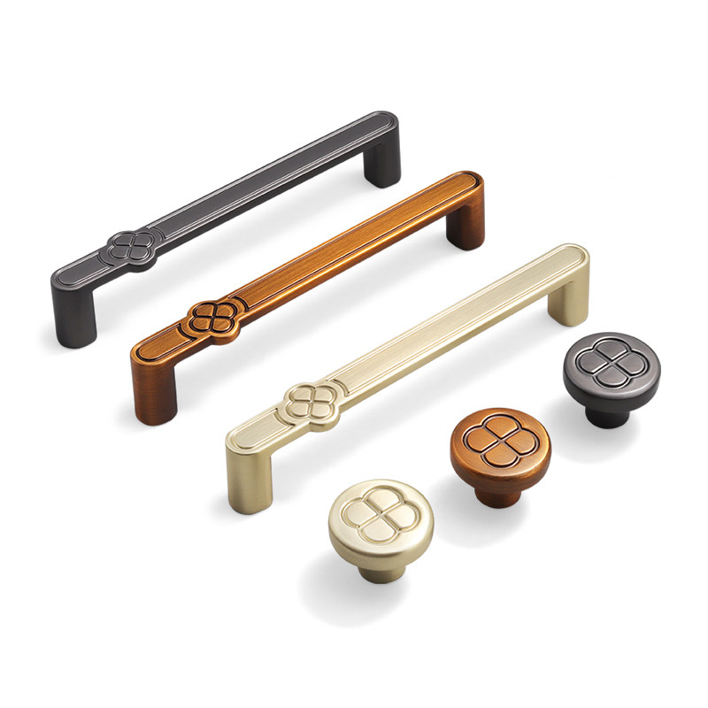 New Chinese-Style Bronze Cabinet Door Handle, Modern Simple High-End Retro Drawer Wardrobe Door Shoe Cabinet Handle