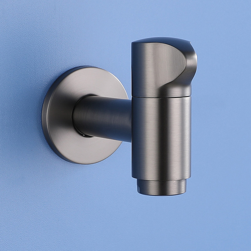 Full copper gun grey mop pool tap Quick open single cold splash balcony tap water nozzle fall into wall Home Black and White-Taobao
