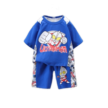 Ultraman clothes boys summer short-sleeved suit 2023 new style little boy cool and handsome 3 fashionable sports 5 childrens clothing trendy